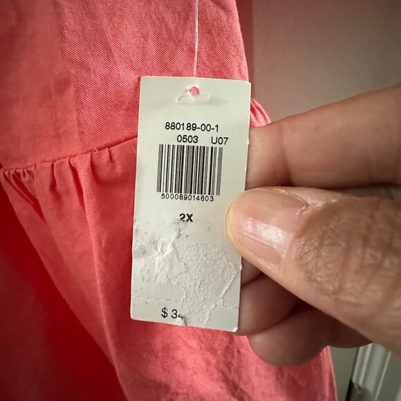 Old Navy Womens Coral Peasant Blouse 2X Cotton Short Sleeve Elastic Neck - Picture 11 of 12